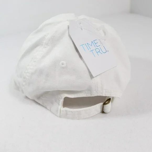 Time And Tru Cream Vacay Mode Cap Baseball Hat Women's One Size NWT Ivory White - Picture 6 of 6